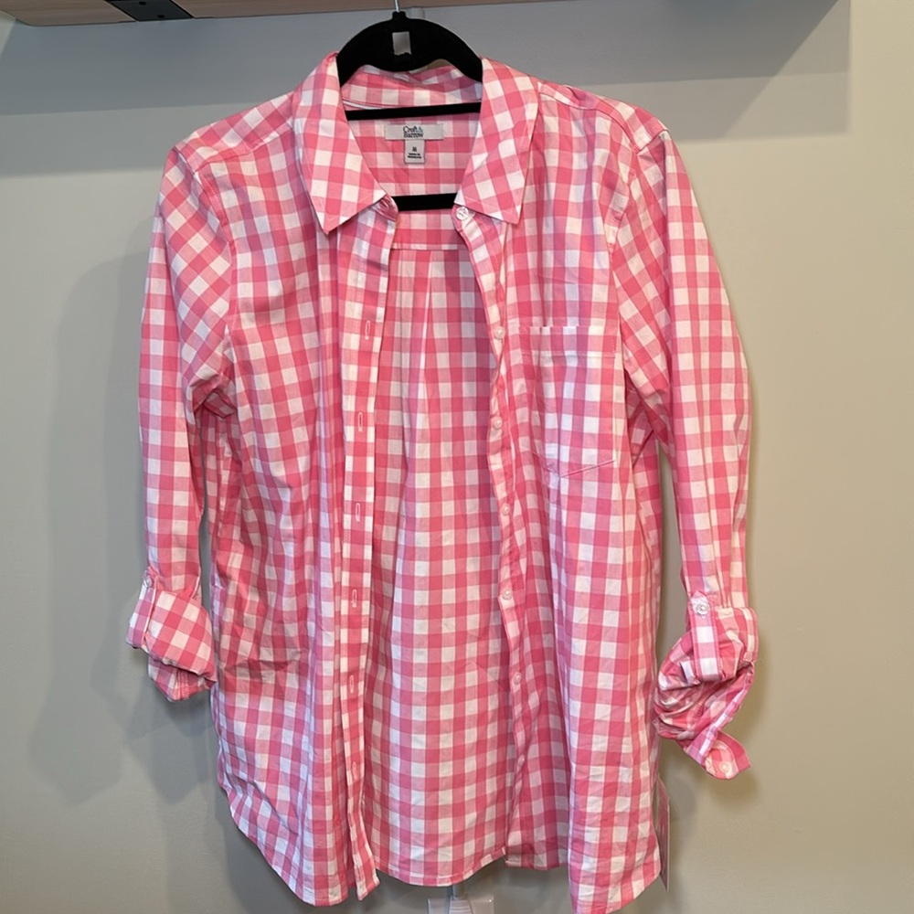 NWT Craft & Barrow Pink Gingham The Classic Shirt